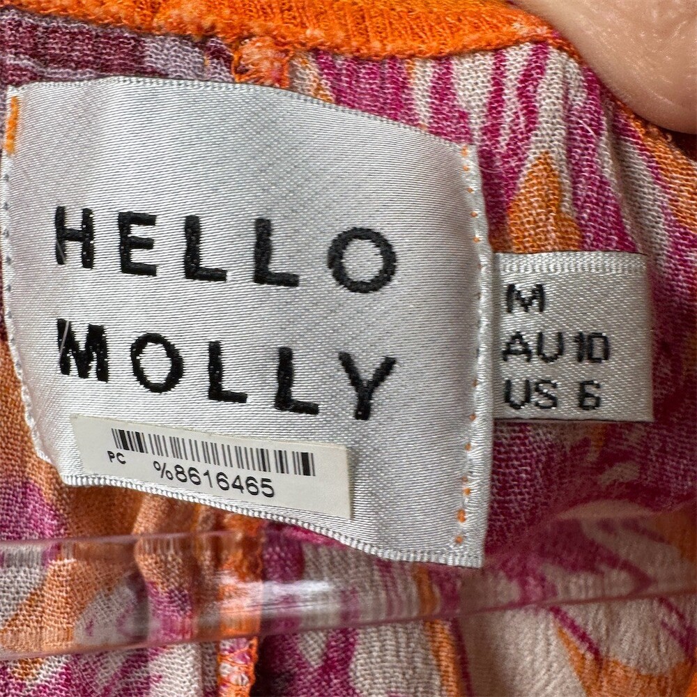 Hello Molly Romper Womens Size 6 Orange Floral Off Shoulder Boho Festival - Picture 4 of 11